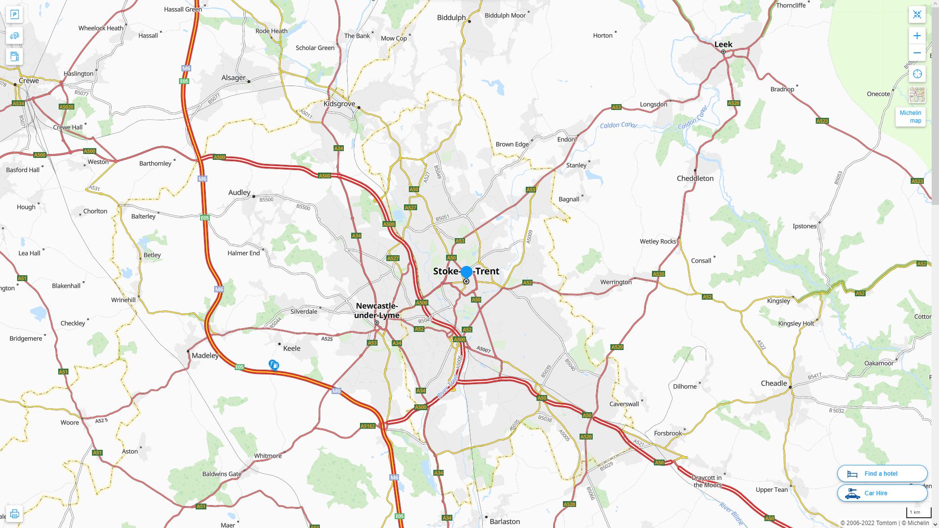 Stoke on Trent Royaume Uni Autoroute et carte routiere